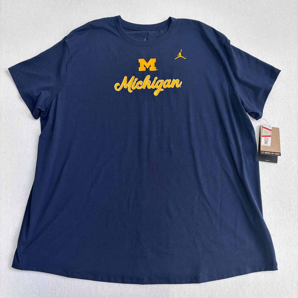 Jordan U of M Michigan T-Shirt Women's XL Navy Short Sleeve Jumpman College NWT